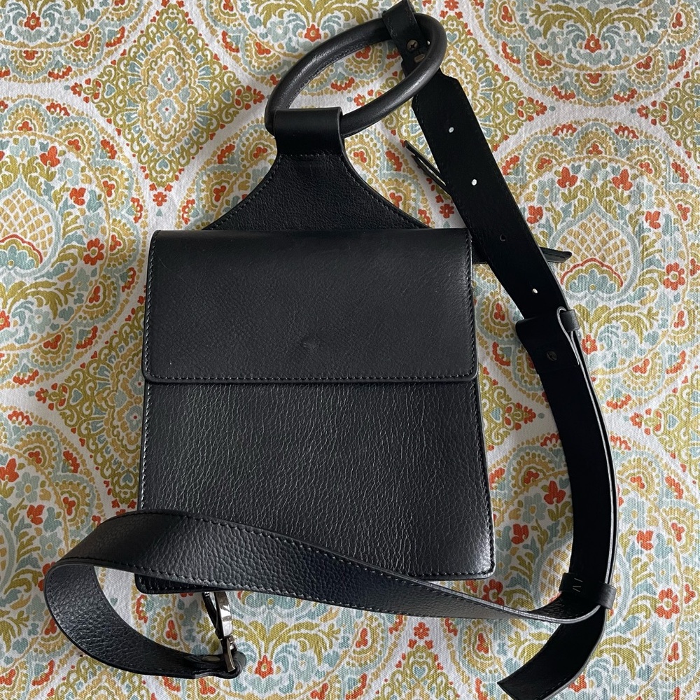 Sundance Catalog Black Leather Carousel Crossbody Bag - NWOT!